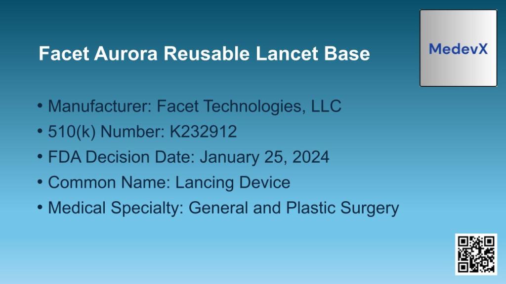 Facet Aurora Reusable Lancet Base