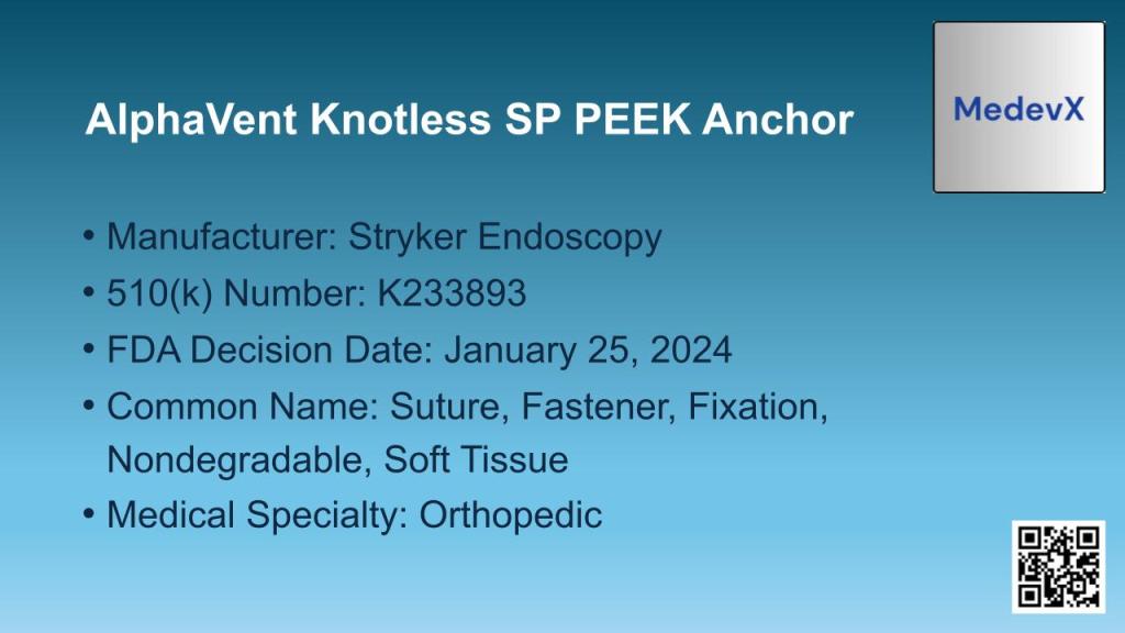 AlphaVent Knotless SP PEEK Anchor